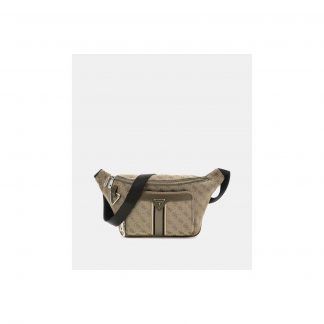 Guess MILANO MAXI BUM BAG W FRO Λαδί Logo